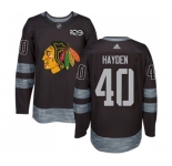 Adidas Chicago Blackhawks #40 John Hayden Authentic Black 1917-2017 100th Anniversary NHL Jersey