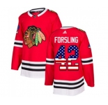 Adidas Chicago Blackhawks #42 Gustav Forsling Authentic Red USA Flag Fashion NHL Jersey