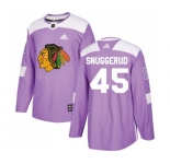 Adidas Chicago Blackhawks #45 Luc Snuggerud Authentic Purple Fights Cancer Practice NHL Jersey