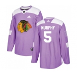 Adidas Chicago Blackhawks #5 Connor Murphy Authentic Purple Fights Cancer Practice NHL Jersey
