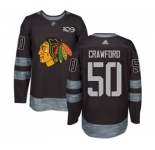 Adidas Chicago Blackhawks #50 Corey Crawford Authentic Black 1917-2017 100th Anniversary NHL Jersey
