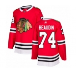 Adidas Chicago Blackhawks #74 Nicolas Beaudin Authentic Red Home NHL Jersey