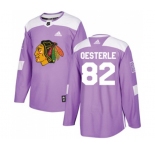 Adidas Chicago Blackhawks #82 Jordan Oesterle Authentic Purple Fights Cancer Practice NHL Jersey