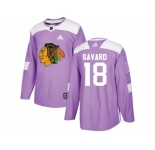 Men Adidas Chicago Blackhawks #18 Denis Savard Purple Authentic Fights Cancer Stitched NHL Jersey