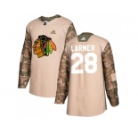 Men Adidas Chicago Blackhawks #28 Steve Larmer Camo Authentic 2017 Veterans Day Stitched NHL Jersey