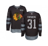 Men Adidas Chicago Blackhawks #31 Anton Forsberg Black 1917-2017 100th Anniversary Stitched NHL Jersey
