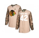 Men Adidas Chicago Blackhawks #42 Gustav Forsling Camo Authentic 2017 Veterans Day Stitched NHL Jersey