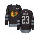 Men's Adidas Chicago Blackhawks #23 Michael Jordan Authentic Black 1917-2017 100th Anniversary NHL Jersey