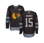 Men's Chicago Blackhawks #15 Artem Anisimov Black 1917-2017 100th Anniversary Stitched NHL Jersey