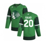 Men's Chicago Blackhawks #20 Brandon Saad 2020 St. Patrick's Day Stitched Hockey Jersey Green