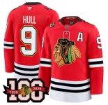Men's Chicago Blackhawks #9 Bobby Hull Red 2025 Home 100th Anniversary Stitched Hockey Jersey