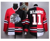 NHL Chicago Blackhawks #11 Desjardins Red Black Split White Shull 2015 Stanley Cup Champions jerseys