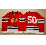nhl jerseys mitchell and ness 1960-61 chicago blackhawks #50 noname red [throwback]