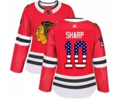 Women Adidas Chicago Blackhawks #10 Patrick Sharp Authentic Red USA Flag Fashion NHL Jersey