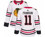Women Adidas Chicago Blackhawks #11 Cody Franson Authentic White Away NHL Jersey