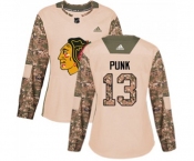 Women Adidas Chicago Blackhawks #13 CM Punk Authentic Camo Veterans Day Practice NHL Jersey