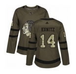 Women Adidas Chicago Blackhawks #14 Chris Kunitz Authentic Green Salute to Service NHL Jersey