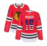 Women Adidas Chicago Blackhawks #16 Marcus Kruger Authentic Red USA Flag Fashion NHL Jersey