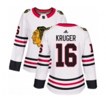 Women Adidas Chicago Blackhawks #16 Marcus Kruger Authentic White Away NHL Jersey