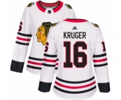 Women Adidas Chicago Blackhawks #16 Marcus Kruger Authentic White Away NHL Jersey