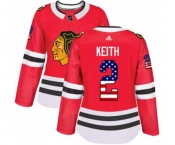 Women Adidas Chicago Blackhawks #2 Duncan Keith Authentic Red USA Flag Fashion NHL Jersey