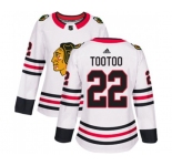 Women Adidas Chicago Blackhawks #22 Jordin Tootoo Authentic White Away NHL Jersey