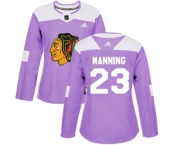 Women Adidas Chicago Blackhawks #23 Brandon Manning Authentic Purple Fights Cancer Practice NHL Jersey
