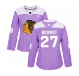 Women Adidas Chicago Blackhawks #27 Adam Boqvist Authentic Purple Fights Cancer Practice NHL Jersey