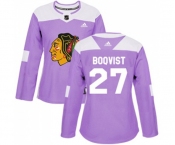 Women Adidas Chicago Blackhawks #27 Adam Boqvist Authentic Purple Fights Cancer Practice NHL Jersey