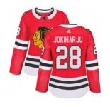Women Adidas Chicago Blackhawks #28 Henri Jokiharju Authentic Red Home NHL Jersey