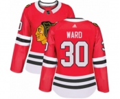 Women Adidas Chicago Blackhawks #30 Cam Ward Authentic Red Home NHL Jersey