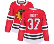 Women Adidas Chicago Blackhawks #37 Graham Knott Authentic Red Home NHL Jersey