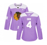 Women Adidas Chicago Blackhawks #4 Bobby Orr Authentic Purple Fights Cancer Practice NHL Jersey