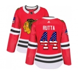 Women Adidas Chicago Blackhawks #44 Jan Rutta Authentic Red USA Flag Fashion NHL Jersey