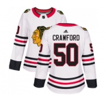 Women Adidas Chicago Blackhawks #50 Corey Crawford Authentic White Away NHL Jersey
