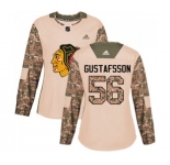 Women Adidas Chicago Blackhawks #56 Erik Gustafsson Authentic Camo Veterans Day Practice NHL Jersey