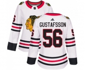 Women Adidas Chicago Blackhawks #56 Erik Gustafsson Authentic White Away NHL Jersey