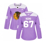 Women Adidas Chicago Blackhawks #67 Tanner Kero Authentic Purple Fights Cancer Practice NHL Jersey