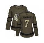 Women Adidas Chicago Blackhawks #7 Brent Seabrook Green Salute to Service Stitched NHL Jersey