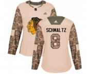 Women Adidas Chicago Blackhawks #8 Nick Schmaltz Authentic Camo Veterans Day Practice NHL Jersey