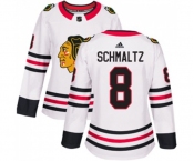 Women Adidas Chicago Blackhawks #8 Nick Schmaltz Authentic White Away NHL Jersey