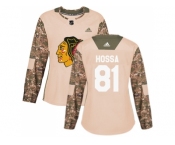 Women Adidas Chicago Blackhawks #81 Marian Hossa Camo Authentic 2017 Veterans Day Stitched NHL Jersey