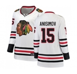 Women Chicago Blackhawks #15 Artem Anisimov Authentic White Away Fanatics Branded Breakaway NHL Jersey