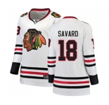 Women Chicago Blackhawks #18 Denis Savard Authentic White Away Fanatics Branded Breakaway NHL Jersey