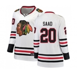 Women Chicago Blackhawks #20 Brandon Saad Authentic White Away Fanatics Branded Breakaway NHL Jersey