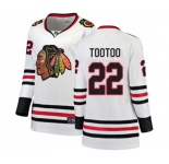 Women Chicago Blackhawks #22 Jordin Tootoo Authentic White Away Fanatics Branded Breakaway NHL Jersey