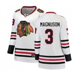 Women Chicago Blackhawks #3 Keith Magnuson Authentic White Away Fanatics Branded Breakaway NHL Jersey