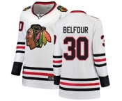 Women Chicago Blackhawks #30 ED Belfour Authentic White Away Fanatics Branded Breakaway NHL Jersey