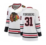 Women Chicago Blackhawks #31 Anton Forsberg Authentic White Away Fanatics Branded Breakaway NHL Jersey