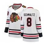 Women Chicago Blackhawks #8 Nick Schmaltz Authentic White Away Fanatics Branded Breakaway NHL Jersey